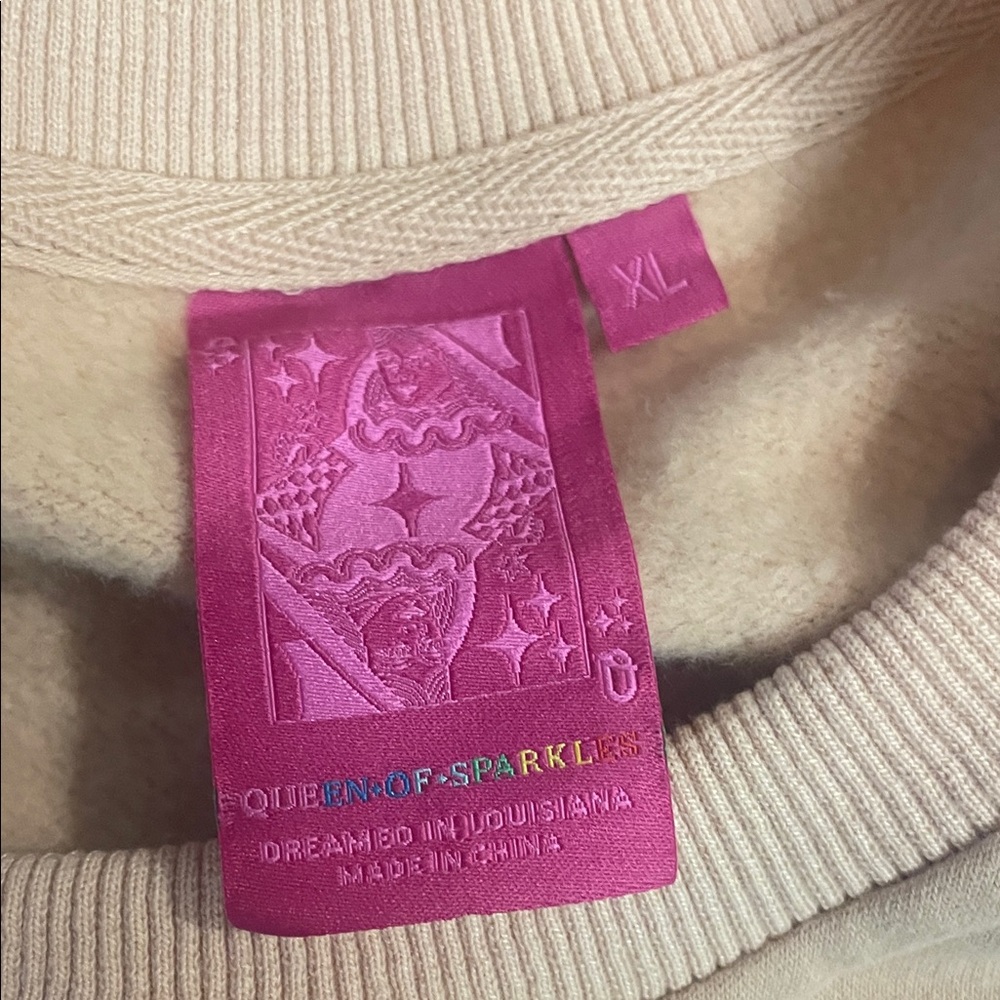 QUEEN OF SPARKLES Cream Sweatshirt with Red Cherries - Picture 2 of 2